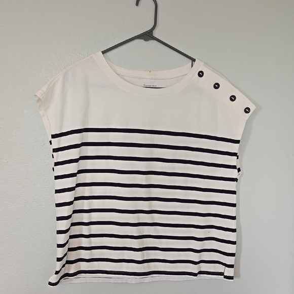 Garnet Hill Striped Top Size Large - Picture 1 of 5